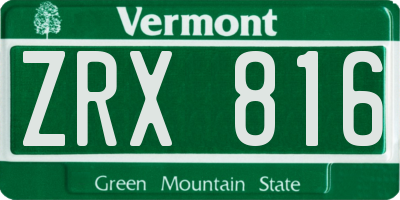 VT license plate ZRX816
