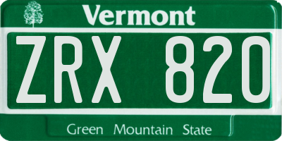 VT license plate ZRX820