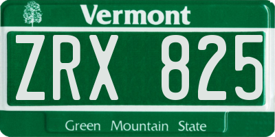 VT license plate ZRX825