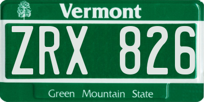 VT license plate ZRX826