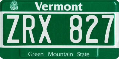 VT license plate ZRX827