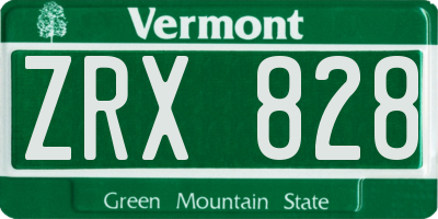 VT license plate ZRX828