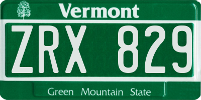 VT license plate ZRX829