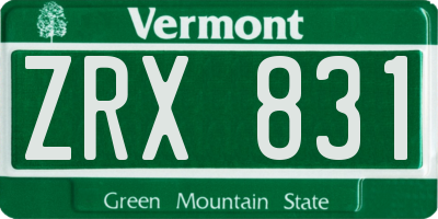 VT license plate ZRX831