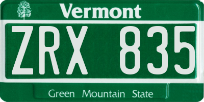 VT license plate ZRX835