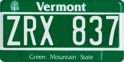 VT license plate ZRX837