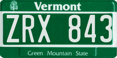 VT license plate ZRX843