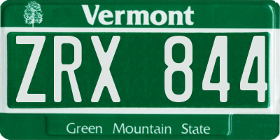 VT license plate ZRX844