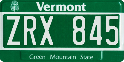 VT license plate ZRX845
