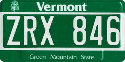 VT license plate ZRX846