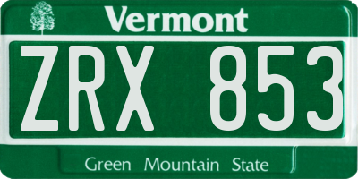 VT license plate ZRX853