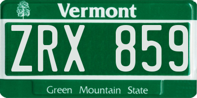 VT license plate ZRX859