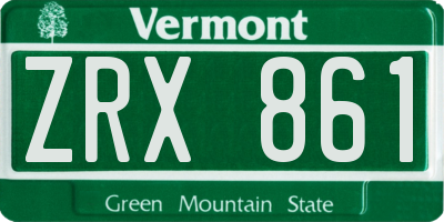VT license plate ZRX861