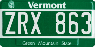 VT license plate ZRX863