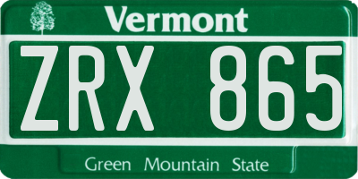 VT license plate ZRX865