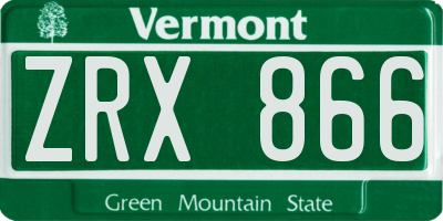 VT license plate ZRX866