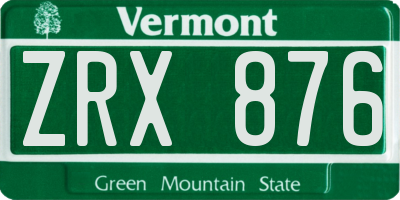 VT license plate ZRX876