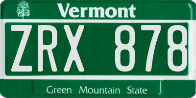 VT license plate ZRX878