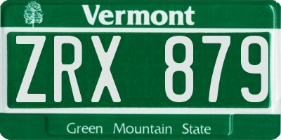 VT license plate ZRX879