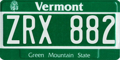 VT license plate ZRX882