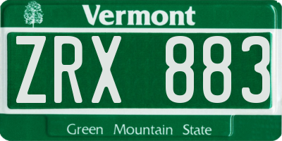 VT license plate ZRX883
