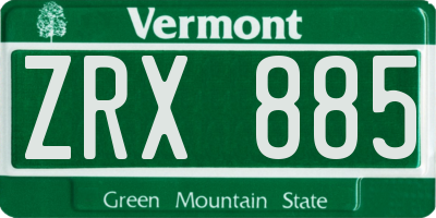 VT license plate ZRX885