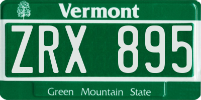 VT license plate ZRX895