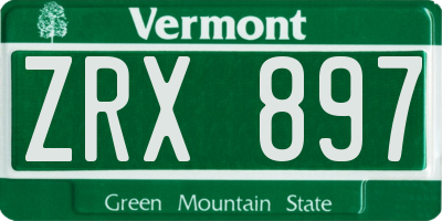 VT license plate ZRX897