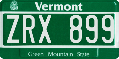 VT license plate ZRX899