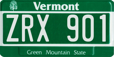 VT license plate ZRX901
