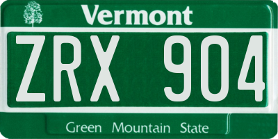 VT license plate ZRX904