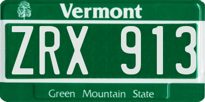 VT license plate ZRX913