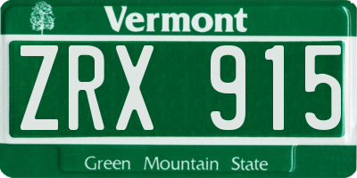 VT license plate ZRX915
