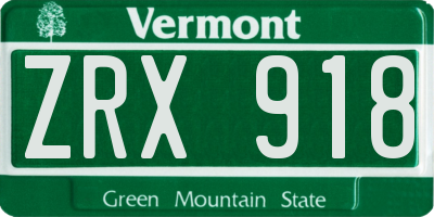 VT license plate ZRX918