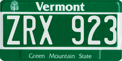 VT license plate ZRX923