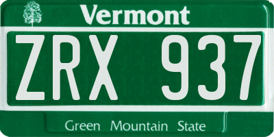 VT license plate ZRX937