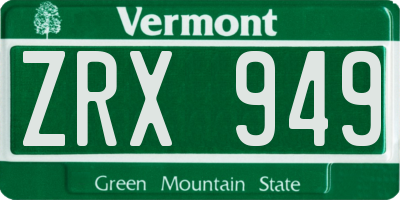VT license plate ZRX949