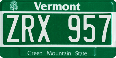 VT license plate ZRX957