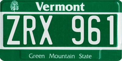 VT license plate ZRX961