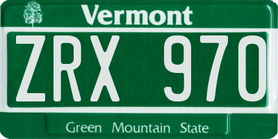 VT license plate ZRX970