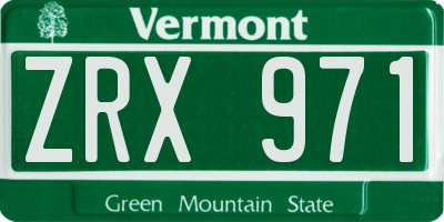 VT license plate ZRX971