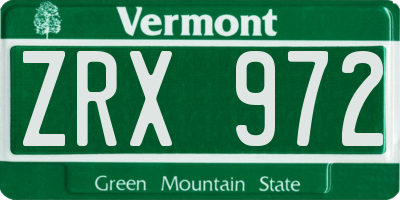 VT license plate ZRX972