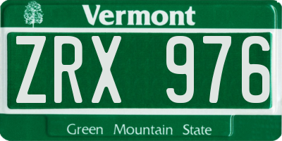 VT license plate ZRX976