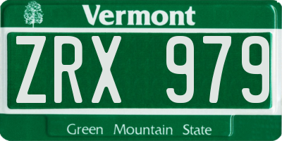 VT license plate ZRX979