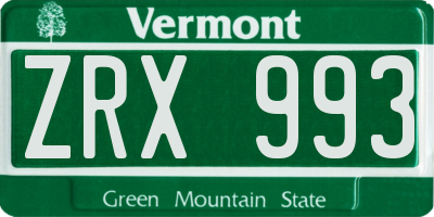 VT license plate ZRX993