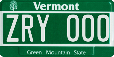 VT license plate ZRY000