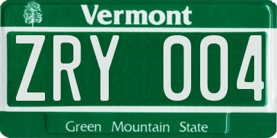 VT license plate ZRY004