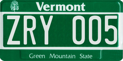 VT license plate ZRY005