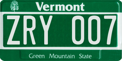 VT license plate ZRY007