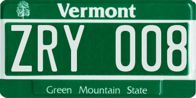 VT license plate ZRY008